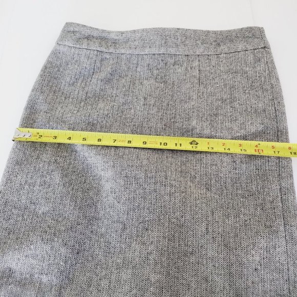 Banana Republic Pencil Skirt Herringbone Preppy Lady-like Career Wool Grey 4 - Picture 9 of 10